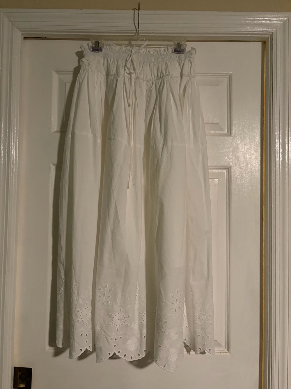 Celeste Skirt Shop Dahl White Eyelet Skirt with Drawstring Waist
